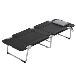 Outsunny campingbed veldbed opklapbed met kussens campingbed bed voor outdoor camping incl. tas zwart + zilver 183 x 66 x 33 cm