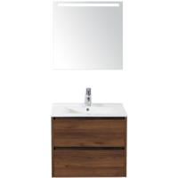 Dante Badmeubelset 60 cm - Walnoot - Keramische Wastafel Wit Enjoy met Sence Spiegel