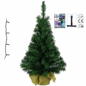 Volle kerstboom/kunstboom 75 cm inclusief gekleurde verlichting