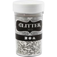 Creativ Company Glitter, afm 1-3 mm, zilver, 30 gr/ 1 doosje Creativ Company Glitter, afm 1-3 mm, zilver, 30 gr/ 1 doosje