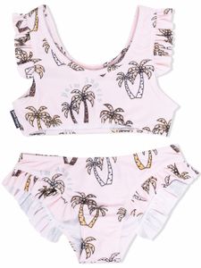 Palm Angels Kids bikini volanté à imprimé palmier - Rose