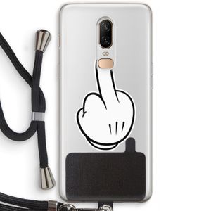 Middle finger black: OnePlus 6 Transparant Hoesje met koord