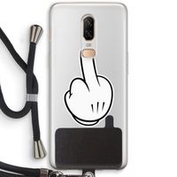 Middle finger black: OnePlus 6 Transparant Hoesje met koord