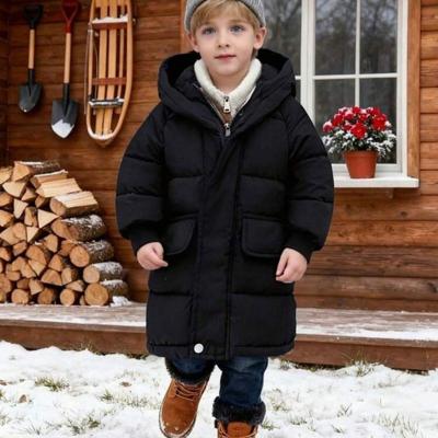 Bon&Bon Jongens Winterjas - Dikke Gewatteerde Jas met Capuchon - Zwart 4 jaar