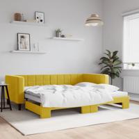 Slaapbank met onderschuifbed 90x200 cm fluweel geel