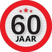 10x 60 Jaar leeftijd stickers rond 9 cm verjaardag versiering - Feeststickers - thumbnail