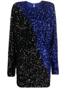 ROTATE BIRGER CHRISTENSEN robe courte bicolore brodée de sequins - Bleu