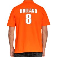 Oranje supporter poloshirt met rugnummer 8 - Holland / Nederland fan shirt voor heren - thumbnail
