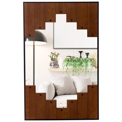 Decoratieve Rechthoekige Wandspiegel Grote Wandspiegel van 95 x 60 cm met Pianosleutel Lijst Tweezijdige Haak Moderne Wandspiege