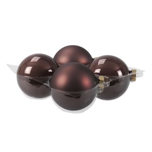 Othmar Decorations Grote kerstballen - 4x st - donkerbruin - 10 cm - glas