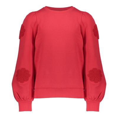 Geisha winter sweater meisjes - rood - bloemen op mouw