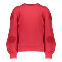 Geisha winter sweater meisjes - rood - bloemen op mouw