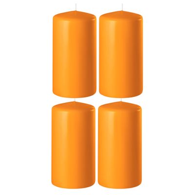 4x Oranje cilinderkaarsen/stompkaarsen 6 x 15 cm 58 branduren