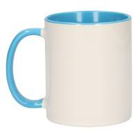 Koffiemok / thee beker - 300 ml - Wit/blauw - Cadeau mokken - keramiek