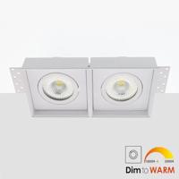 Bella Ondiepe LED inbouw 40mm trimless spot kantelbaar 7Watt vierkant dubbel WIT IP65 dimbaar - dim to warm - interne driver