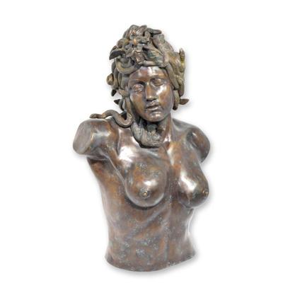 A BRONZE BUSTE OF MEDUSA