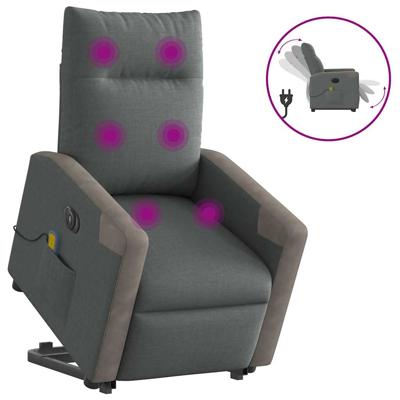 Sta-op-massagestoel elektrisch verstelbaar stof donkergrijs