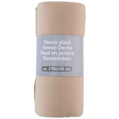 Polyester fleece deken/dekentje/plaid 170 x 130 cm warm beige