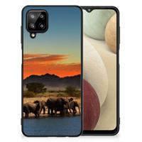 Samsung Galaxy A12 Dierenprint Telefoonhoesje Olifanten