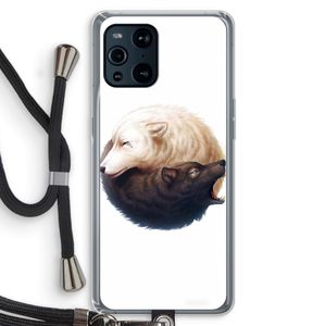 Yin Yang Wolves: Oppo Find X3 Transparant Hoesje met koord