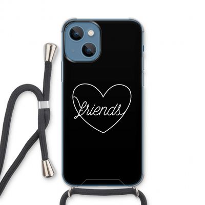 Friends heart black: iPhone 13 Transparant Hoesje met koord