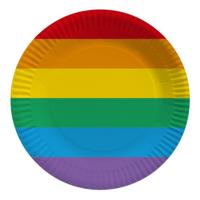 Regenboog thema feestbordjes - D23 cm - 10x stuks - Papieren wegwerp servies - Tafel versiering