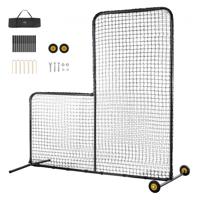 VEVOR L-type voor slagkooi 84" x 42" x 84" honkbal- en softbal veiligheidsparaplu lichaamsbescherming draagbare slagparaplu met lichaamsbeschermer en draagtas en wielen, softbal pitching net zwart