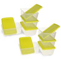 Vershoudbakjes Hega - set van 8x stuks - 1 liter - transparant/groen - L18 x B12 x H12 cm