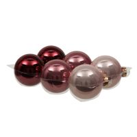 Kerstballen - 6x st - roze tinten - 8 cm - glas - glans/mat - thumbnail