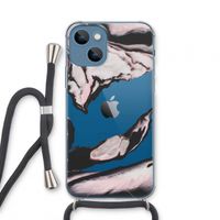 Roze stroom: iPhone 13 mini Transparant Hoesje met koord Roze stroom: iPhone 13 mini Transparant Hoesje met koord