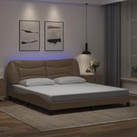 Bedframe met LED-verlichting kunstleer cappuccino 180x200 cm