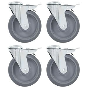VidaXL Zwenkwielen met boutgaten en dubbele remmen 4 st 125 mm