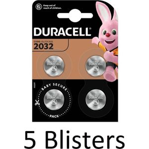 20 Stuks (5 Blisters a 4 st) Duracell 2032 Lithium-knoopcelbatterij