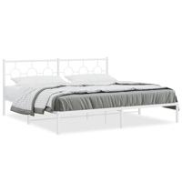 Bedframe met hoofdbord metaal wit 193x203 cm