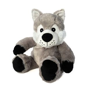 Warmte/magnetron opwarm knuffel - Wolf - grijs - 35 cm - pittenzak