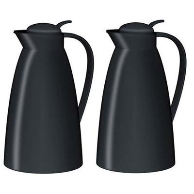 Thermoskan/isoleerkan - 2x - zwart - 1 liter - Koffiekannen - theekannen - isoleerkannen
