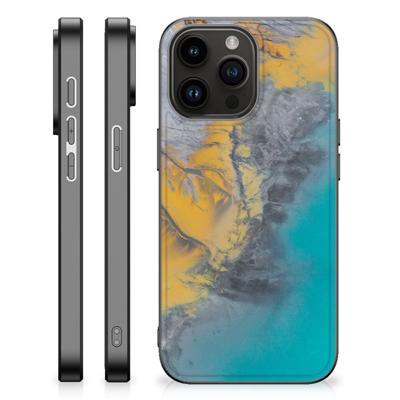 iPhone 15 Pro Max Marmeren Print Telefoonhoesje Marble Blue Gold