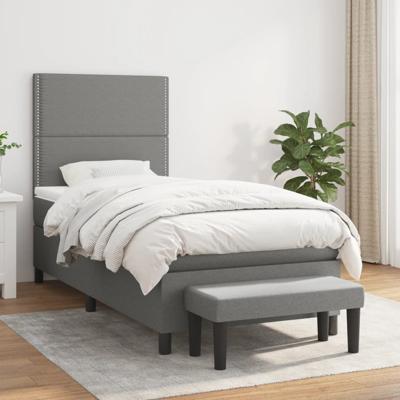 Boxspring met matras stof donkergrijs 90x190 cm