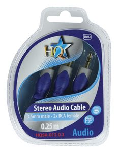 HQ SA-012-0.2 audio kabel 0,25 m 3.5mm 2 x RCA Blauw, Grijs