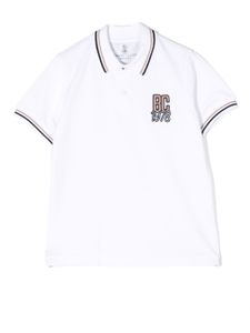 Brunello Cucinelli Kids polo en coton à logo brodé - Blanc