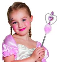 Prinsessen toverstaf - carnaval verkleed artikel - roze - 32 cm - kunststof