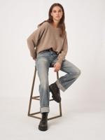 Naadloos gebreide ronde hals cashmere trui