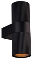 Enzo Wandlamp | Kyklop Ripple rond 2x GU10 zwart IP54 - 4800960