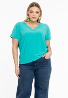 Yoek T-shirt v-hals | Turquoise | Maat 50/52