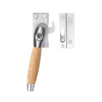 De Oude Deurklink Raamsluiting eikenhout/mat nikkel met slot retro links