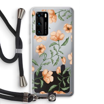 Peachy flowers: Huawei P40 Transparant Hoesje met koord