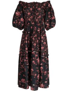 Marchesa Rosa robe fleurie Ayana à épaules dénudées - Noir