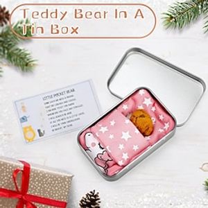 kleine beer knuffel, mini teddybeer knuffel in een blikken doos schattige beer pop decoratie sleutelhanger valentijnsdag kerst verjaardag bruiloft afstudeercadeaus voor kinderen vrouwen vriend Lightinthebox