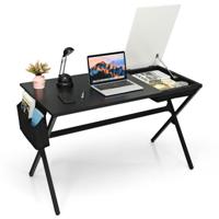 Computer Bureau 120cm Kubieke Lade Zij Opbergzak voor Kantoor Slaapkamer Woonkamer Zwart Wit 120 x 60 x 73,5cm