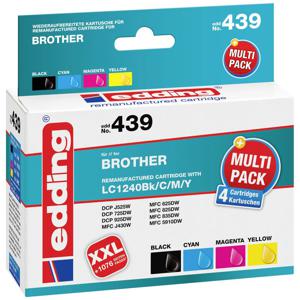 Edding Inktcartridge vervangt Brother LC-1240BK, LC-1240C, LC-1240M, LC-1240Y Compatibel Combipack Zwart, cyaan, magenta, geel EDD-439 18-439